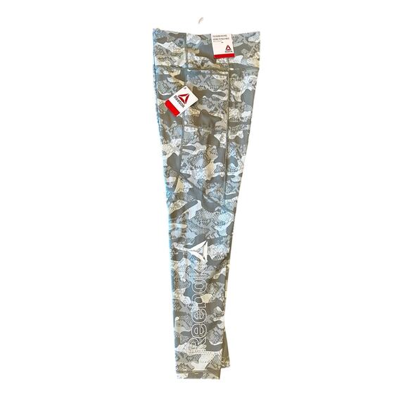 New Women's Reebok Athletic Wear Leggings Large Green Laurel Wreath w/pockets - Picture 1 of 6